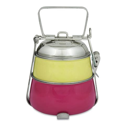 elan innovative stainless steel lunch box pink yellow|Elan Stainless Steel Tiffin Box, Lunch Box For Office, 2 .